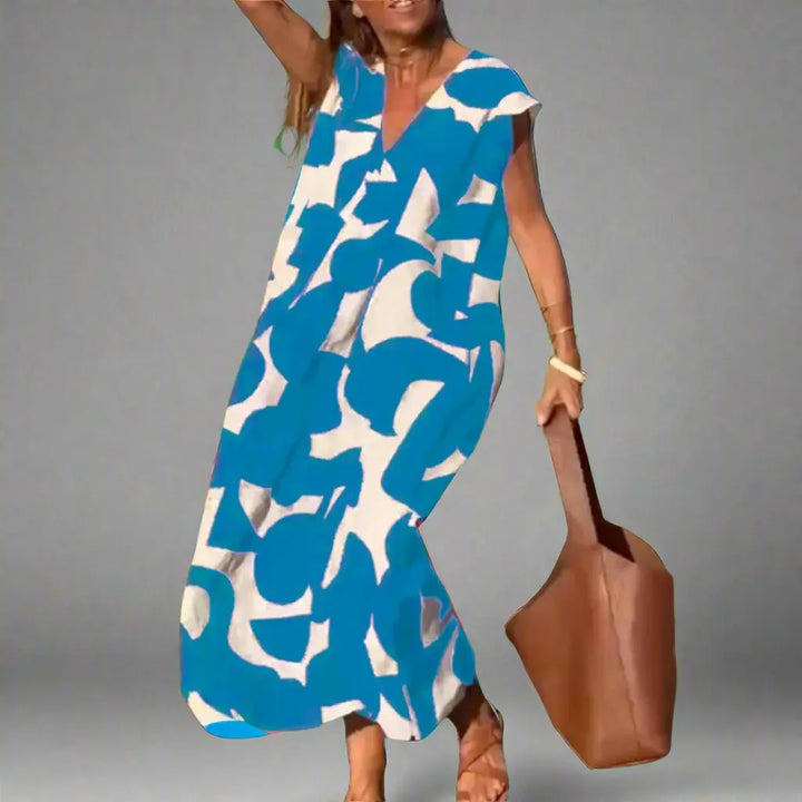 V-Neck Dress with Fabric Print Jasmine's Boutique Australia