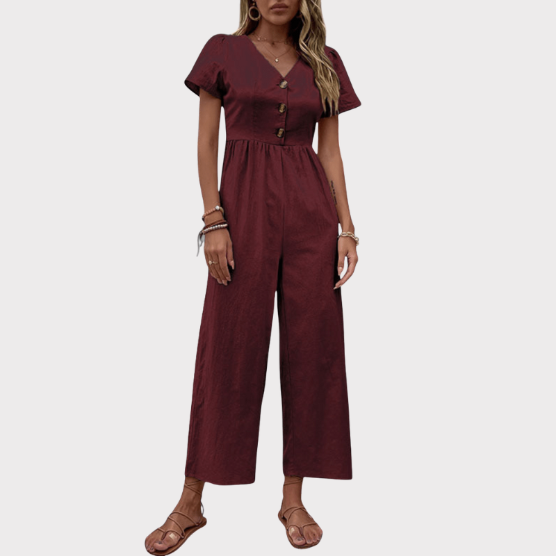 Camila Button-Front Jumpsuit Liora Lane Boutique