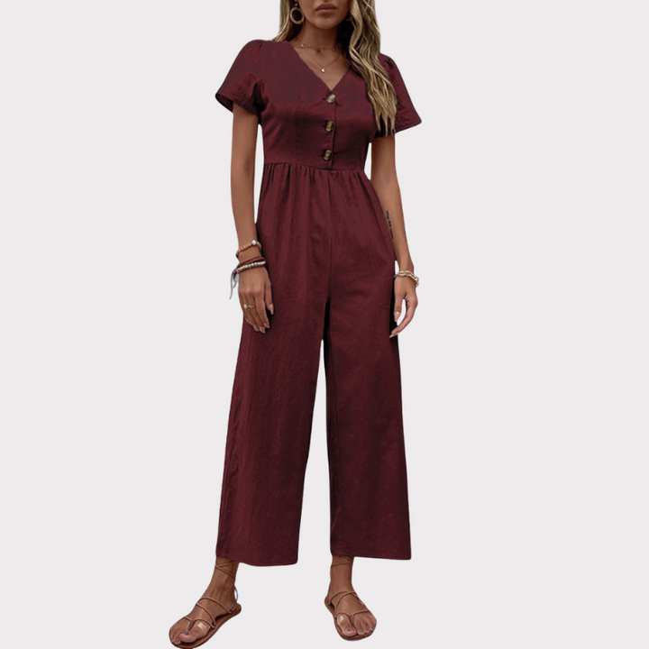 Camila Button-Front Jumpsuit Liora Lane Boutique