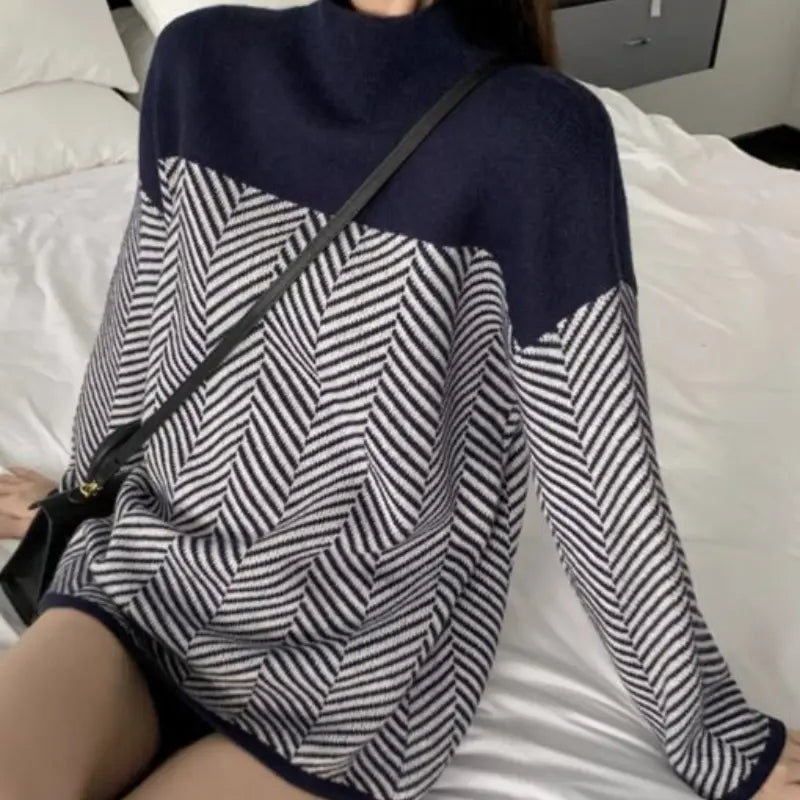 Modern Chevron High-Neck Sweater Jasmine's Boutique Australia