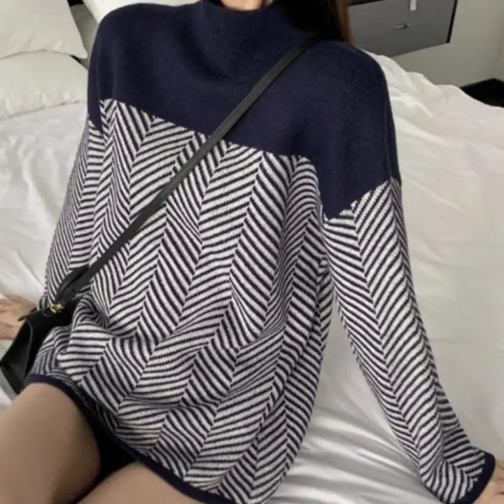 Modern Chevron High-Neck Sweater Jasmine's Boutique Australia