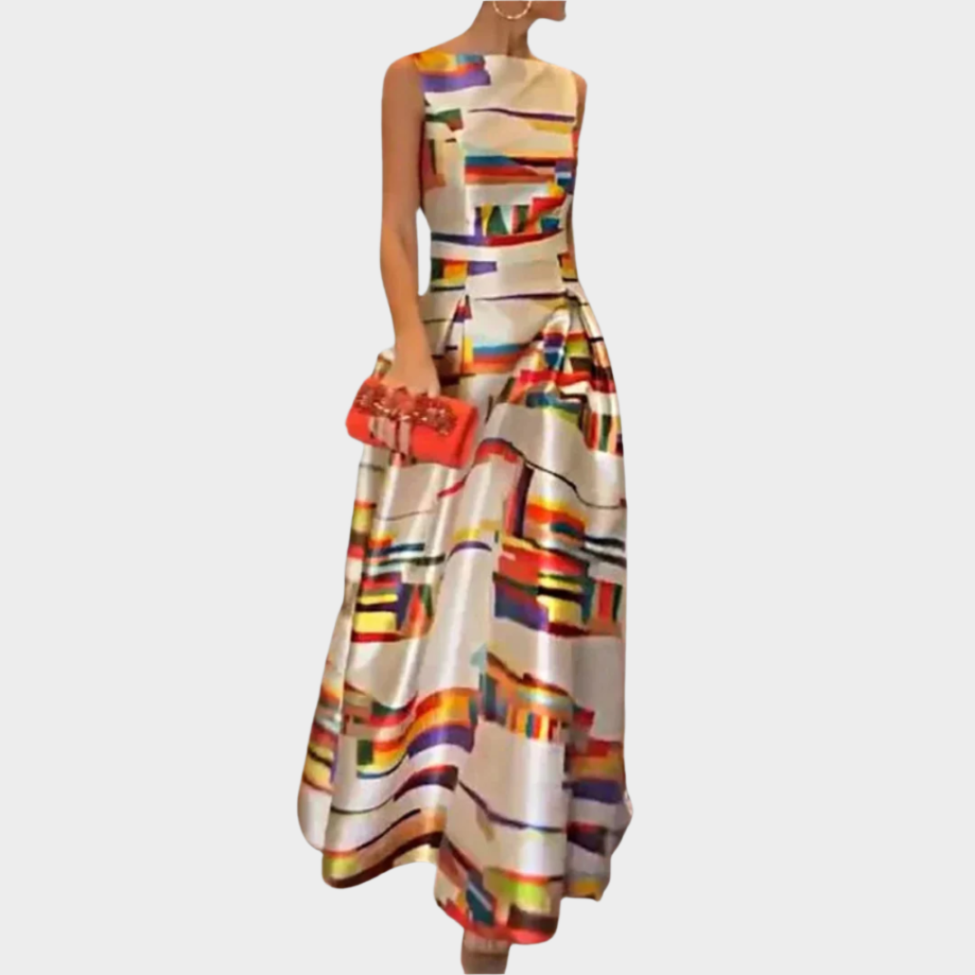 Maxi Dress with Linear Feel and Shiny Texture Jasmine's Boutique Australia