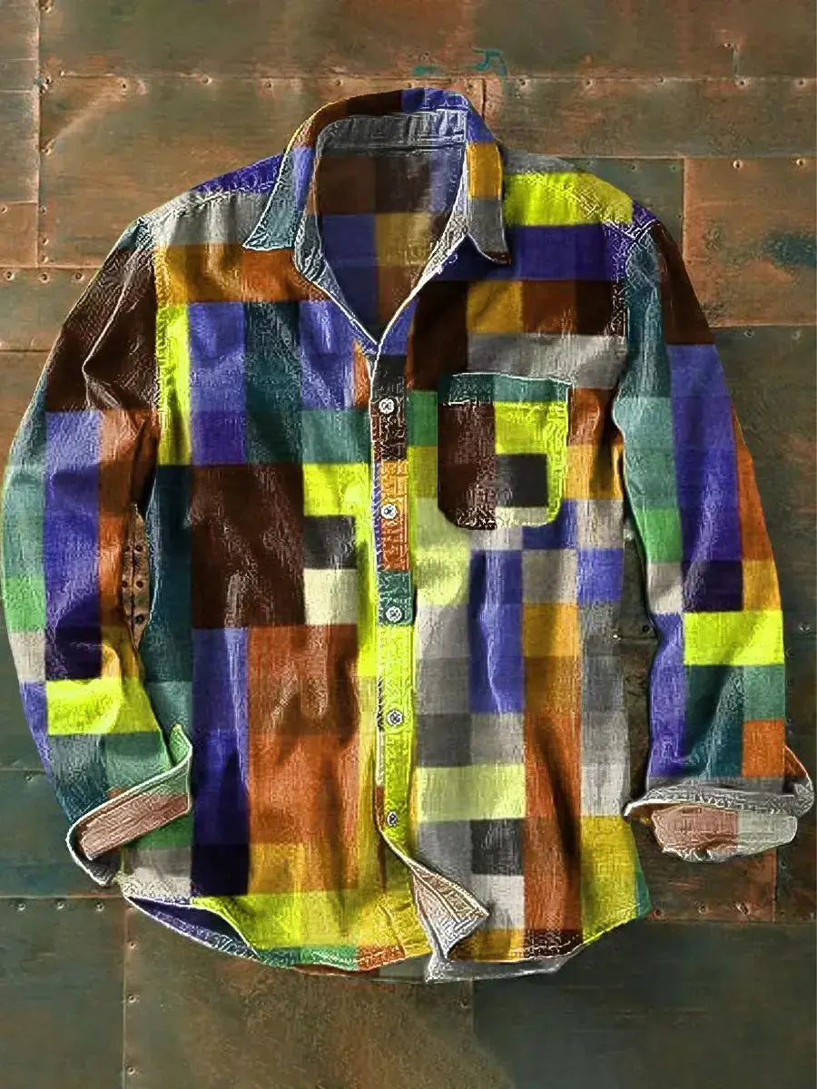 Mosaic Colorblock Button-Up Shirt Jasmine's Boutique Australia