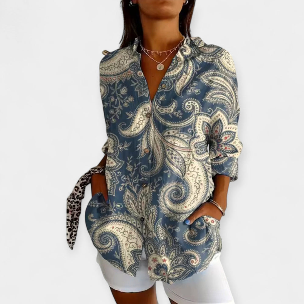 Button-Up Blouse with Floral Design Jasmine's Boutique Australia