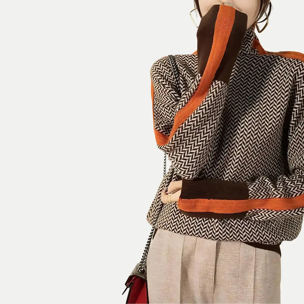 Retro Chevron High-Neck Sweater Jasmine's Boutique Australia
