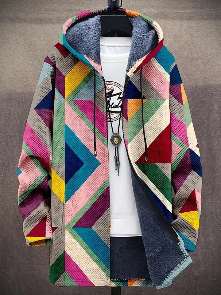 Geometric Colorblock Sherpa Hoodie Jasmine's Boutique Australia