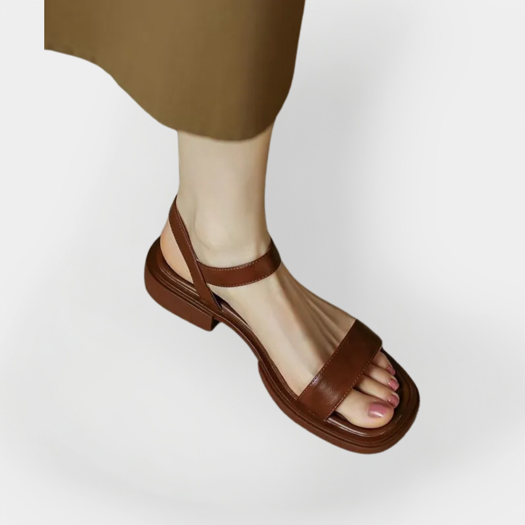 Leather Sandals with Low Heel Liora Lane Boutique