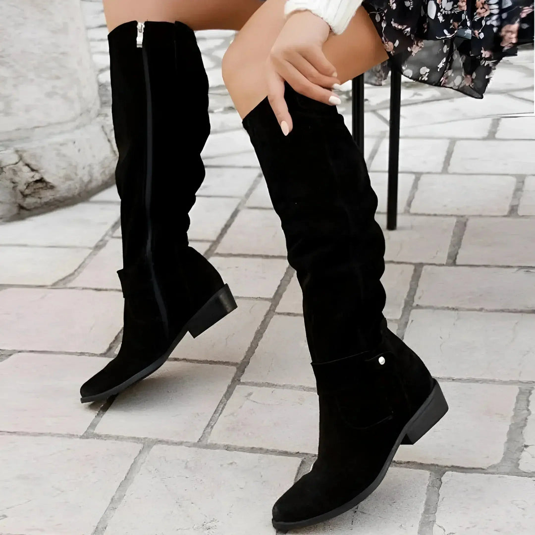 Midnight Velvet Knee-High Boots Jasmine's Boutique Australia