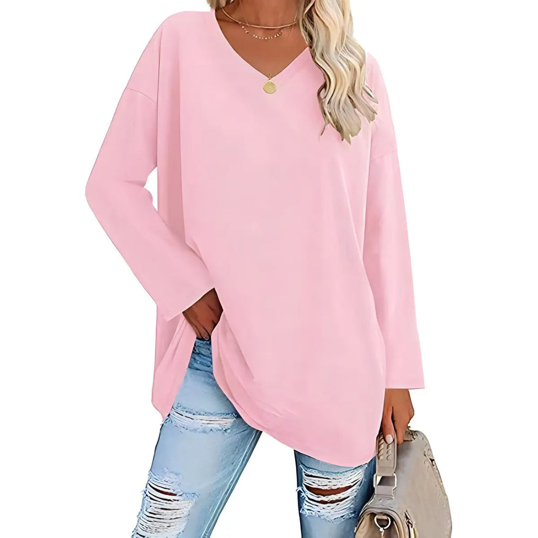 Relaxed V-Neck Long Sleeve Top Jasmine's Boutique Australia