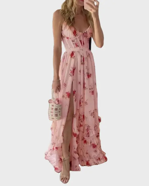 Romantic Floral Slit Maxi Dress Jasmine's Boutique Australia