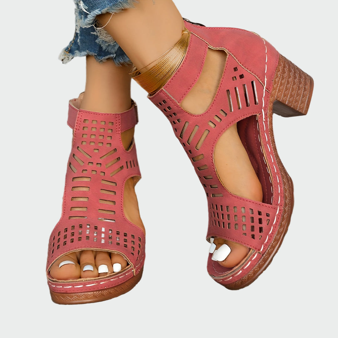 Geometric Cutout Block Heel Sandals Jasmine's Boutique Australia