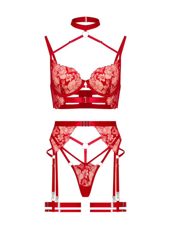 Scarlet Seduction Lace Harness Lingerie Set Jasmine's Boutique Australia