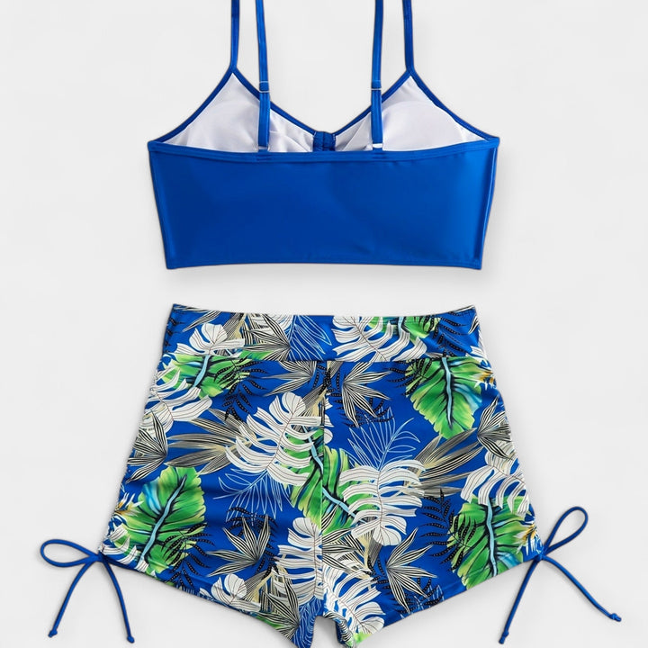 High-Waisted Bikini with Tropical Print and Straps Jasmine's Boutique Australia