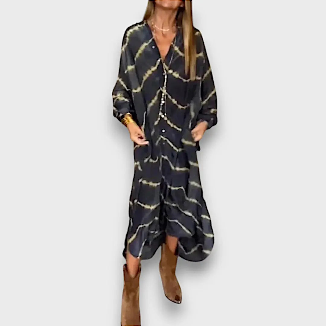 Maxi Tie-Dye Dress with Buttons and Long Sleeves Jasmine's Boutique Australia