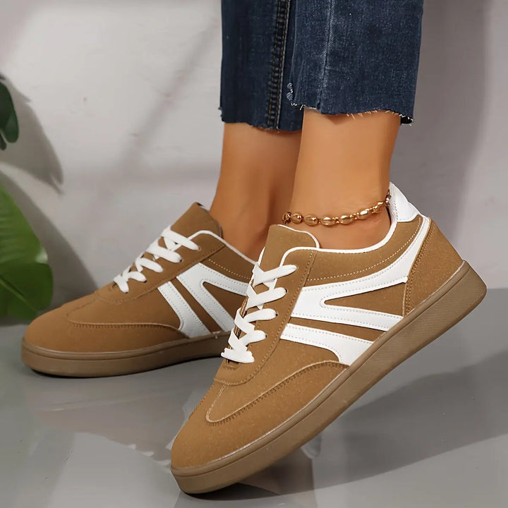 Beige Retro Lace-Up Sneakers Jasmine's Boutique Australia