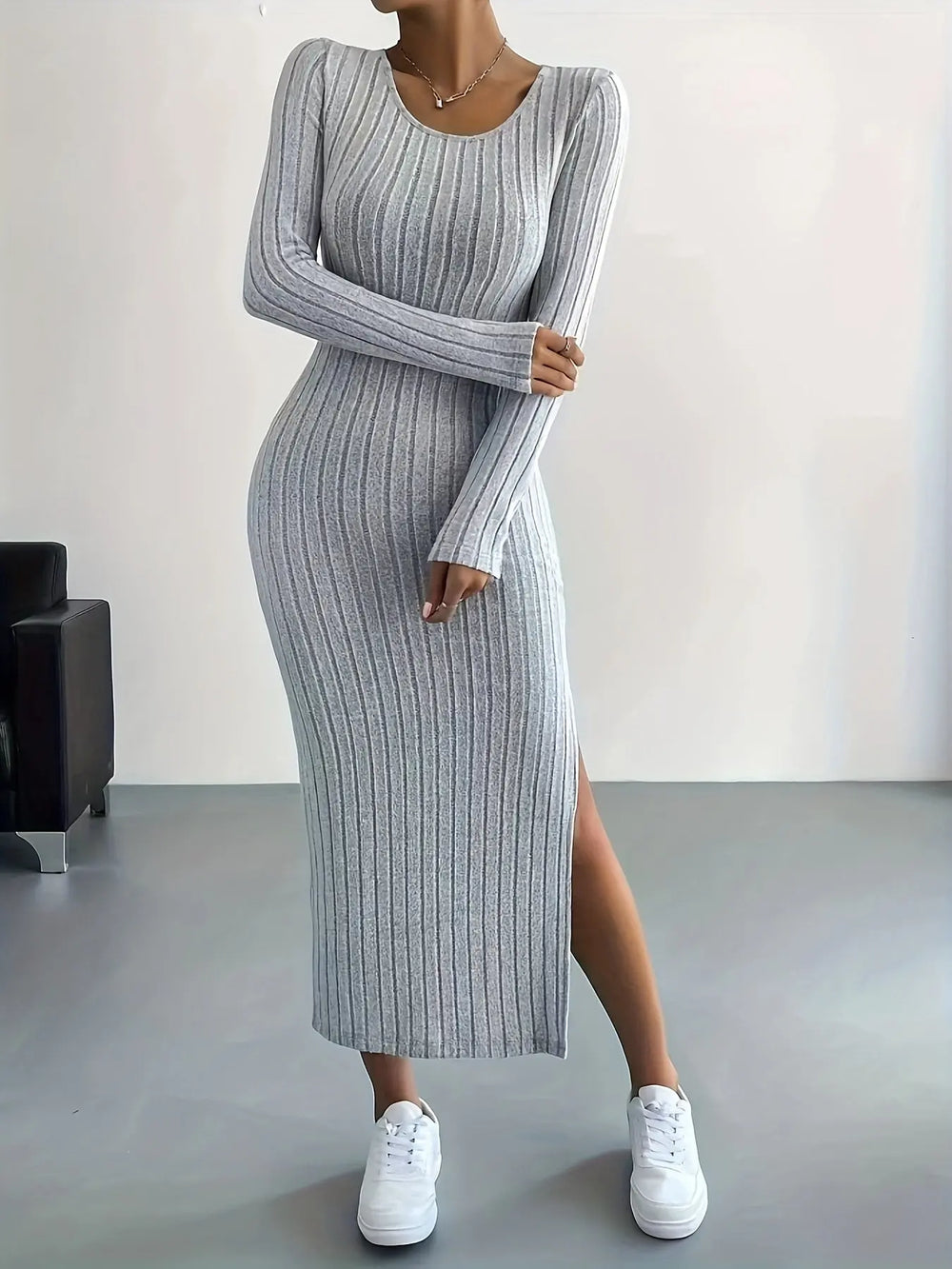 Sleek Ribbed Knit Bodycon Maxi Dress Jasmine's Boutique Australia