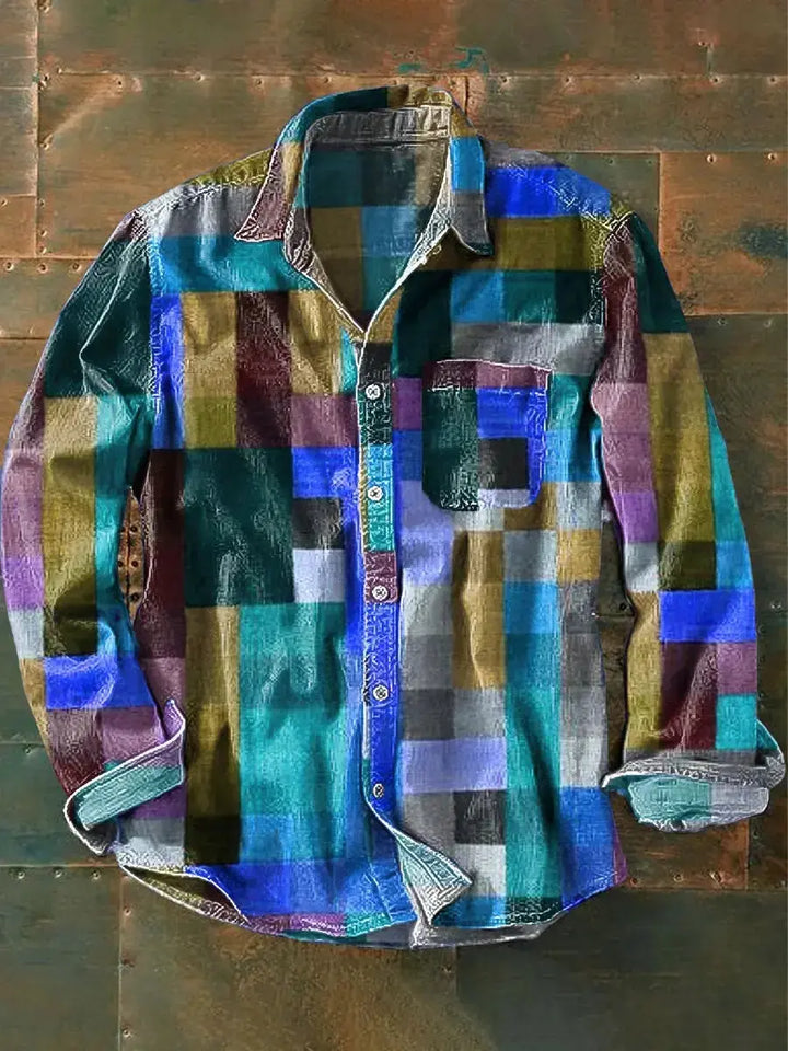 Mosaic Colorblock Button-Up Shirt Jasmine's Boutique Australia