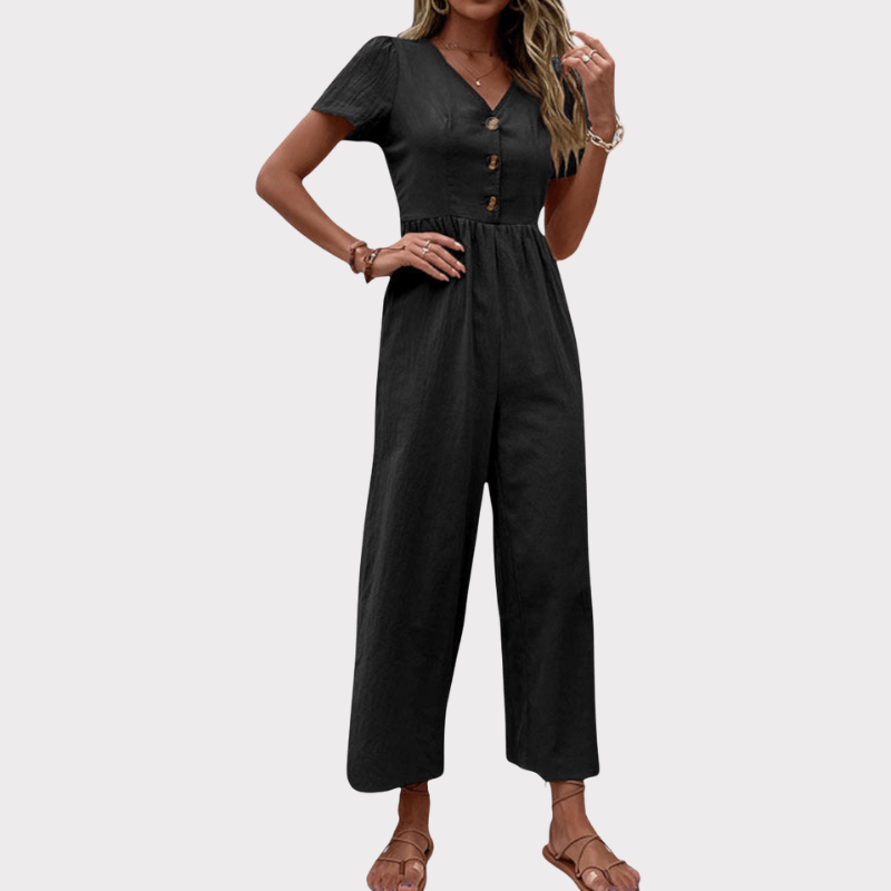 Camila Button-Front Jumpsuit Liora Lane Boutique