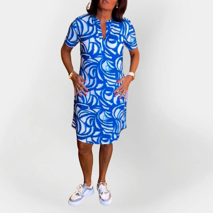Midi Dress with Pattern and Short Sleeves Jasmine's Boutique Australia