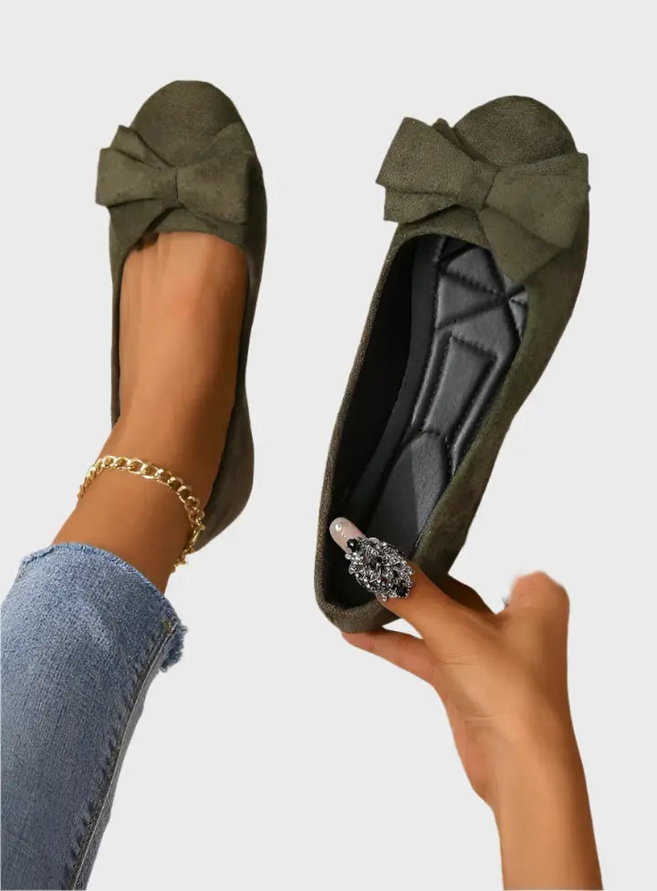 Olive Charm Bow Ballet Flats Jasmine's Boutique Australia