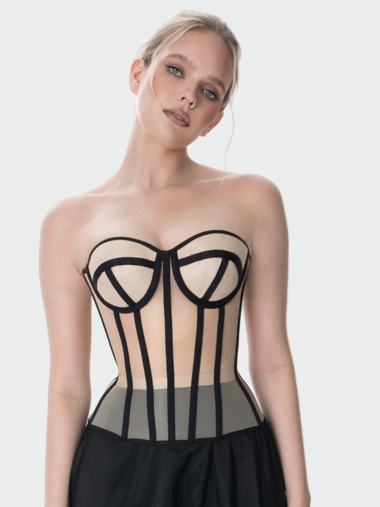 Noir Illusion Corset Jasmine's Boutique Australia