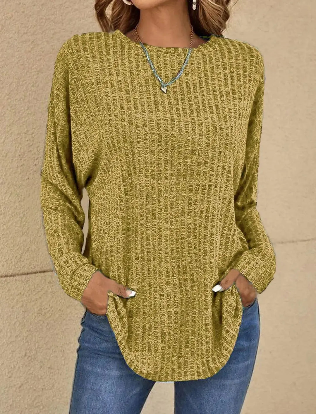 Casual Waffle Knit Long Sleeve Top Jasmine's Boutique Australia