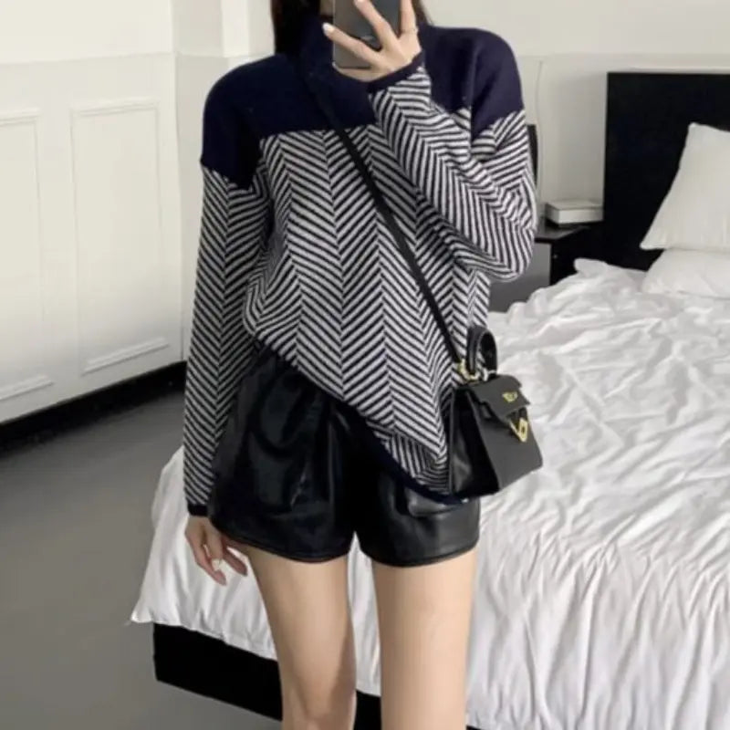 Modern Chevron High-Neck Sweater Jasmine's Boutique Australia