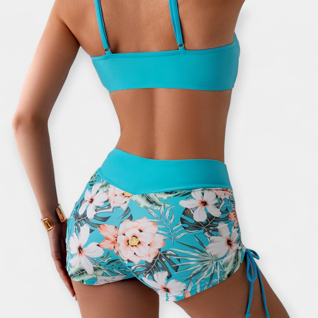 High-Waisted Bikini with Tropical Patterns Jasmine's Boutique Australia