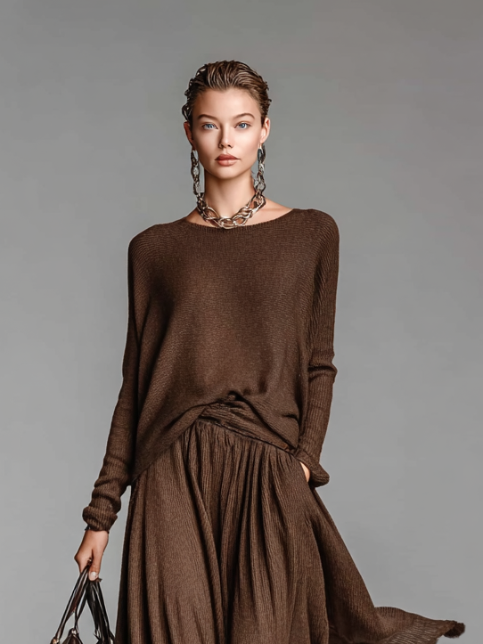 Skirt and Knit Crewneck Sweater Set Jasmine's Boutique Australia