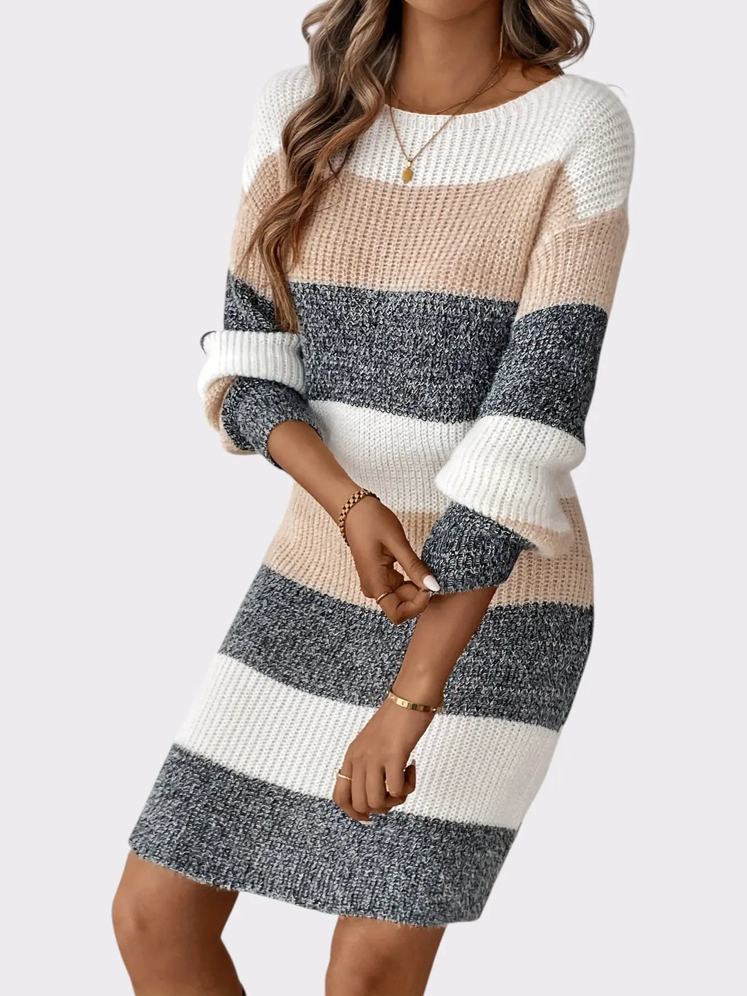 Cozy Stripes Knit Sweater Dress Jasmine's Boutique Australia