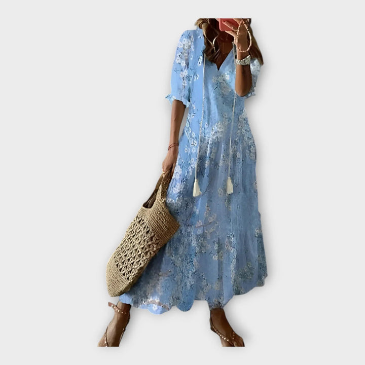 Vintage Dress with Embroidery and V Neckline Jasmine's Boutique Australia