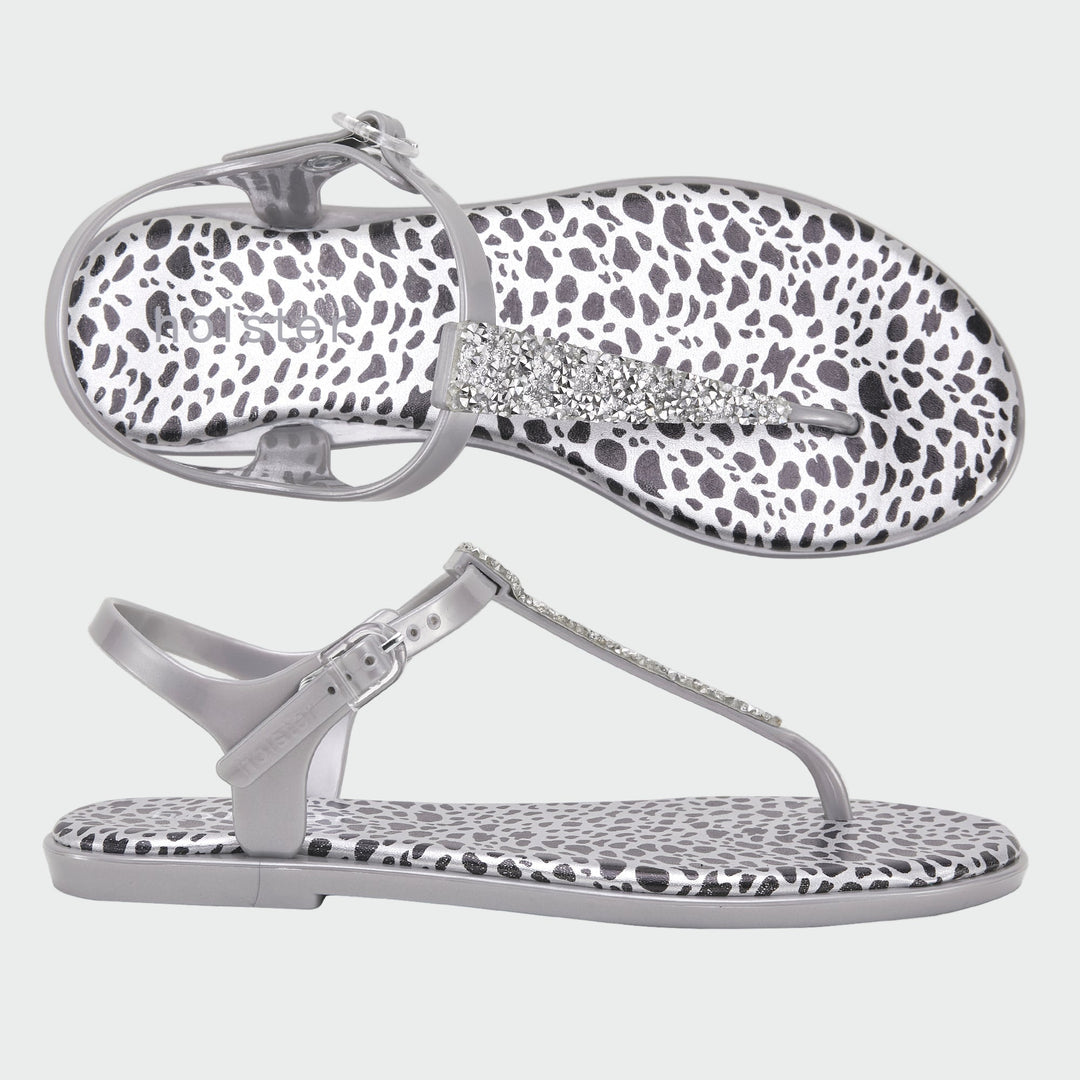 Holster Silver Crystal T-Strap Sandals Jasmine's Boutique Australia