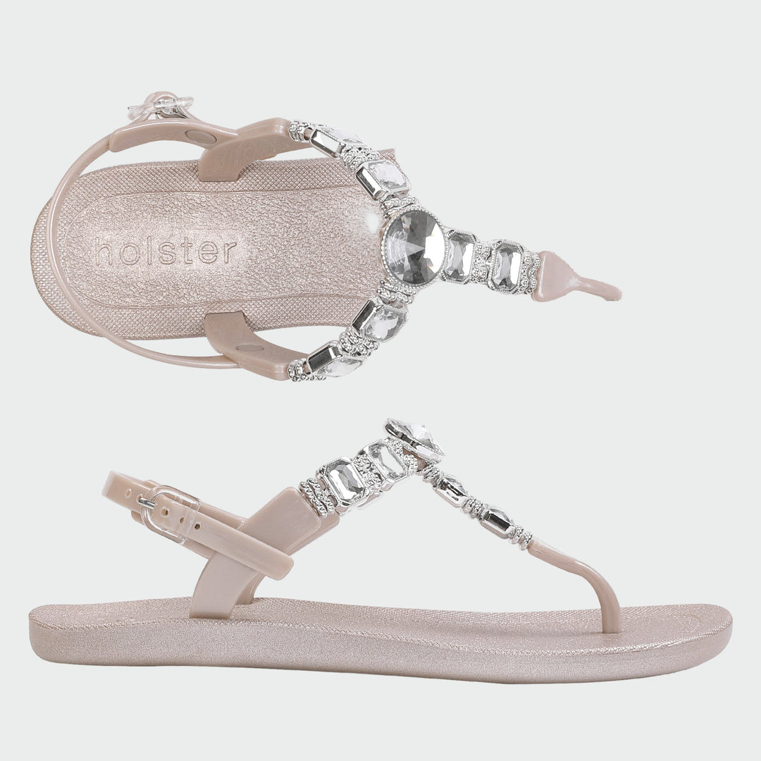 Holster Gemstone T-Strap Sandals – Nude Jasmine's Boutique Australia