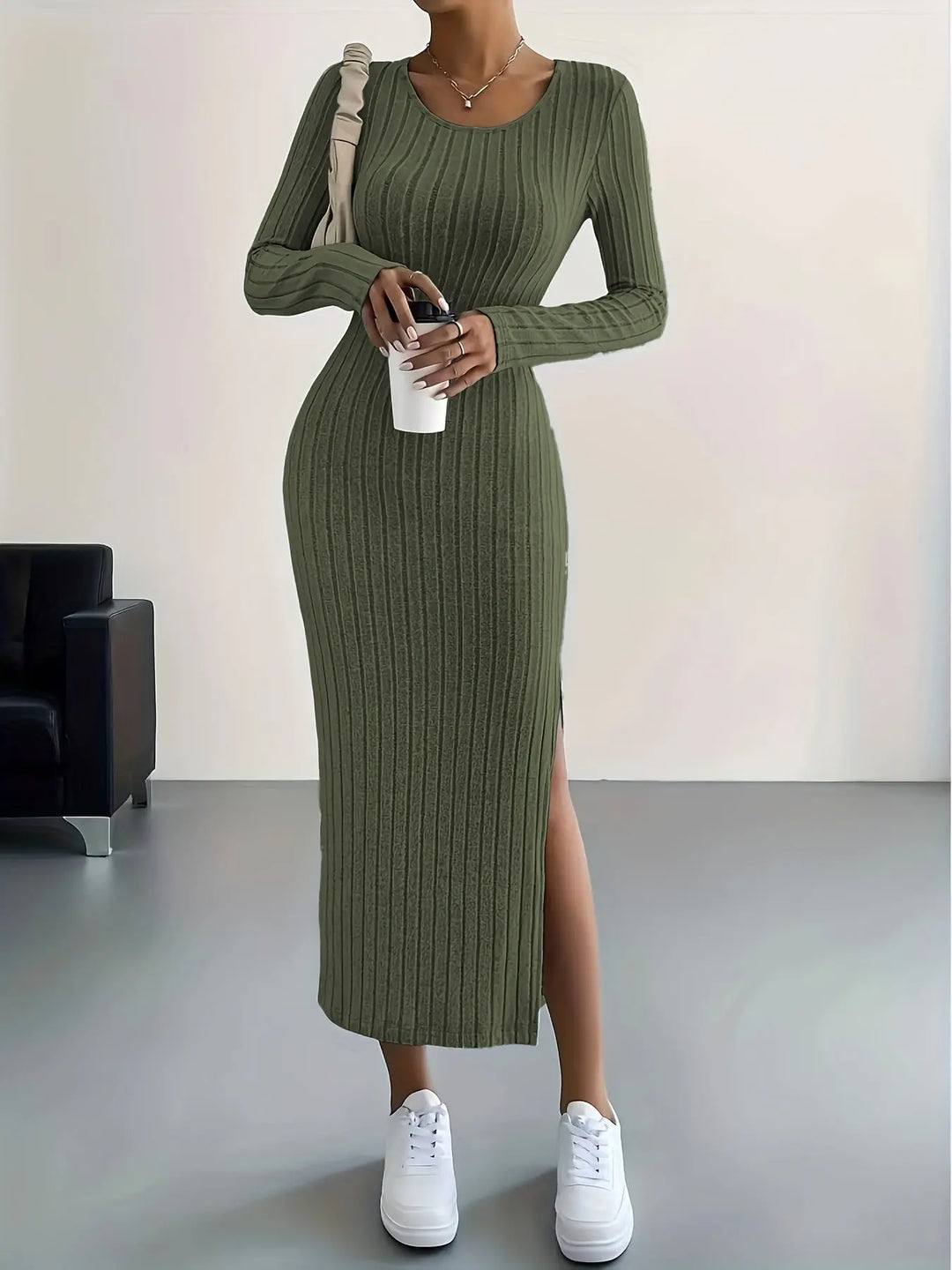 Sleek Ribbed Knit Bodycon Maxi Dress Jasmine's Boutique Australia