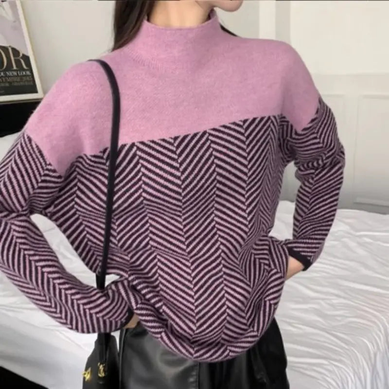 Modern Chevron High-Neck Sweater Jasmine's Boutique Australia