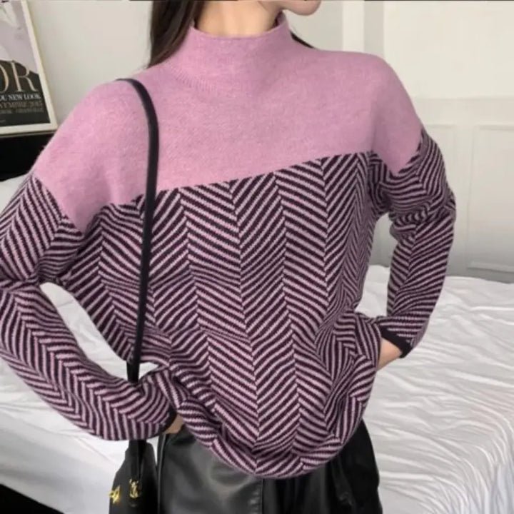 Modern Chevron High-Neck Sweater Jasmine's Boutique Australia