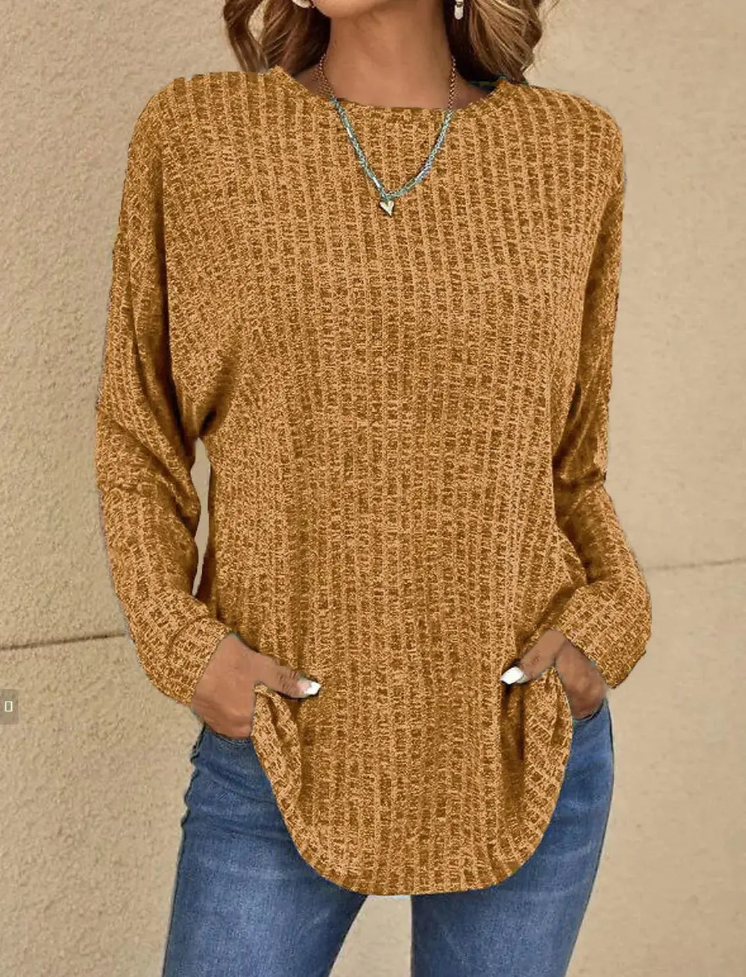 Casual Waffle Knit Long Sleeve Top Jasmine's Boutique Australia