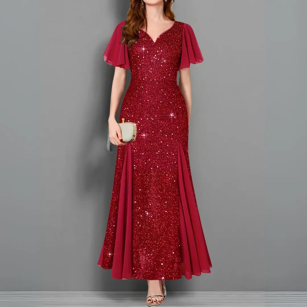 Scarlet Elegance Sequin Evening Gown Jasmine's Boutique Australia
