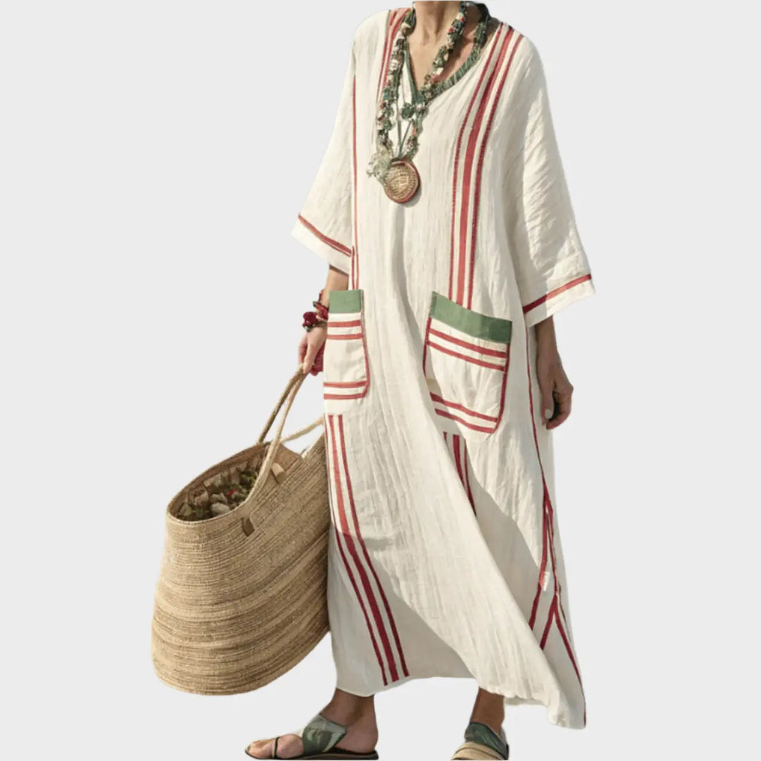 Kaftan with Stripes and Oversized Pockets Jasmine's Boutique Australia
