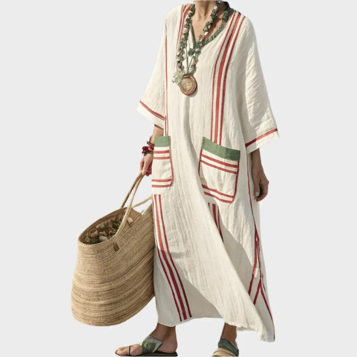 Kaftan with Stripes and Oversized Pockets Jasmine's Boutique Australia