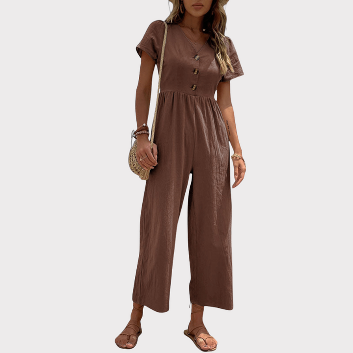 Camila Button-Front Jumpsuit Liora Lane Boutique