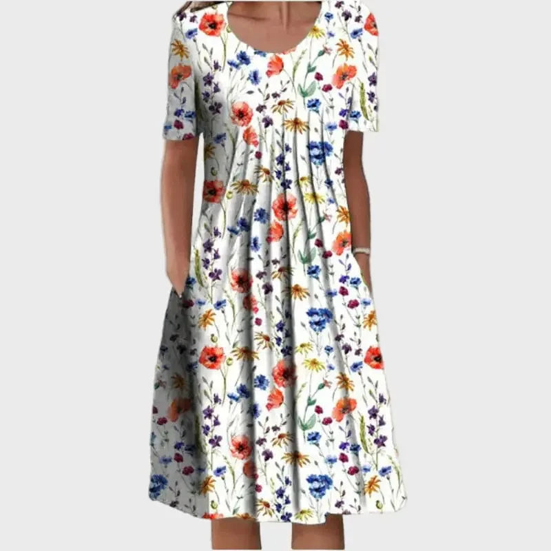 Ditsy Pleated Pocket Dress Luxe-london.uk