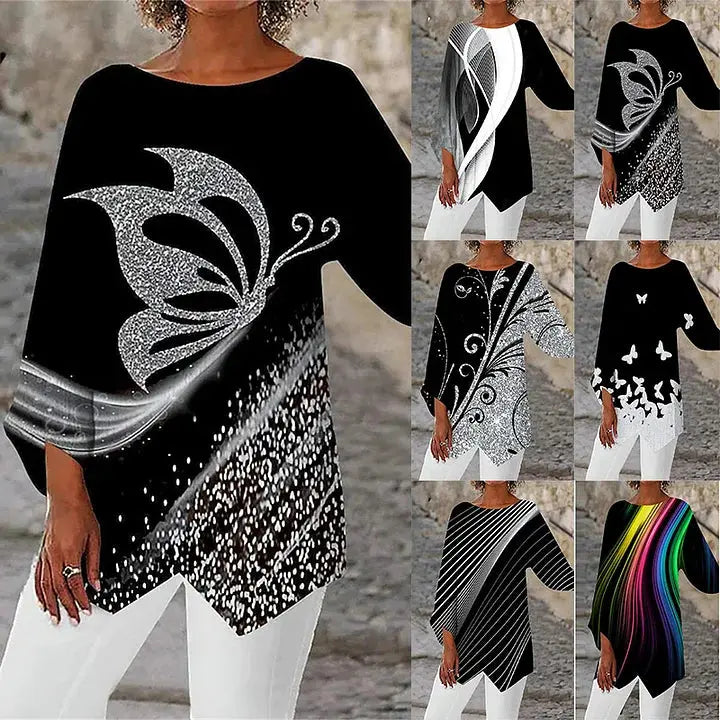 Monochrome Wave Asymmetrical Top Jasmine's Boutique Australia