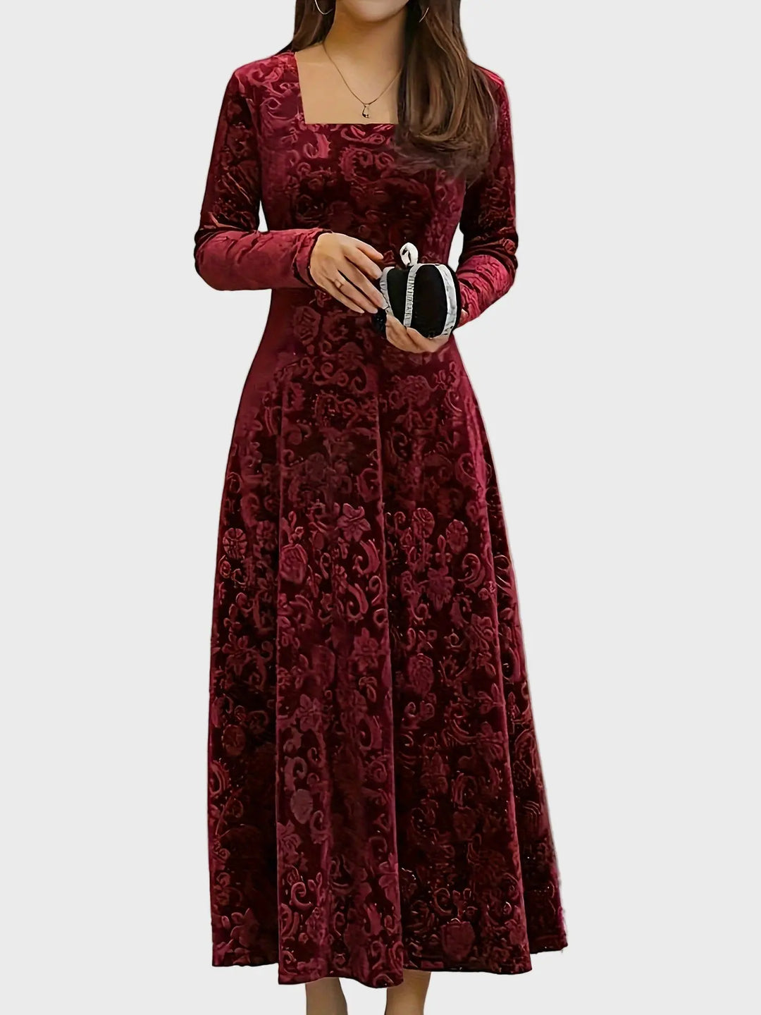 Crimson Elegance Velvet Maxi Dress Jasmine's Boutique Australia