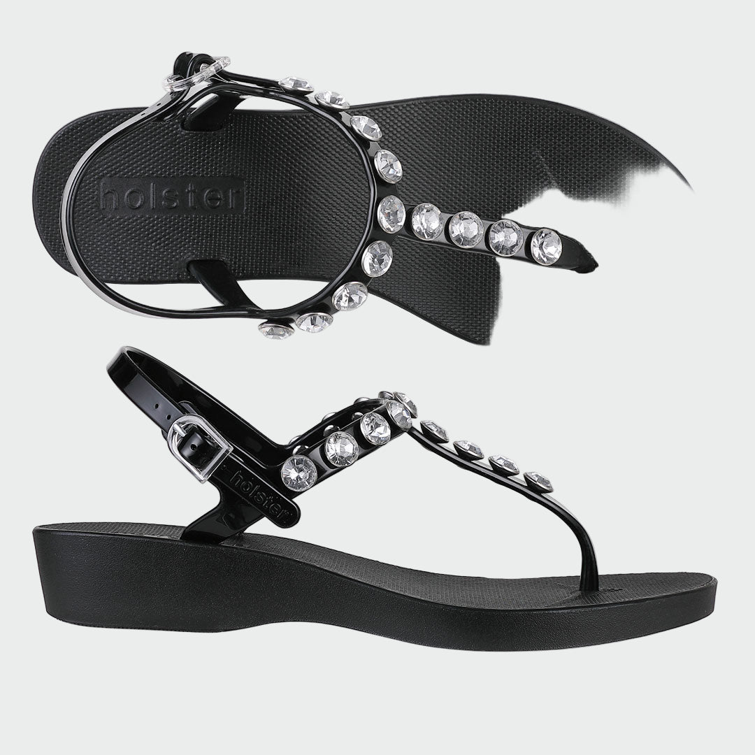Holster Black Jewel T-Strap Sandals Jasmine's Boutique Australia