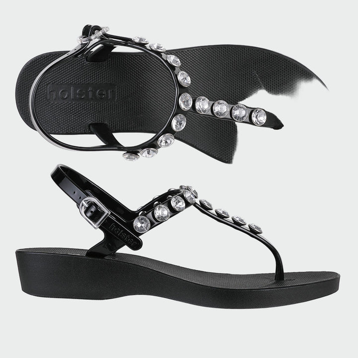 Holster Black Jewel T-Strap Sandals Jasmine's Boutique Australia