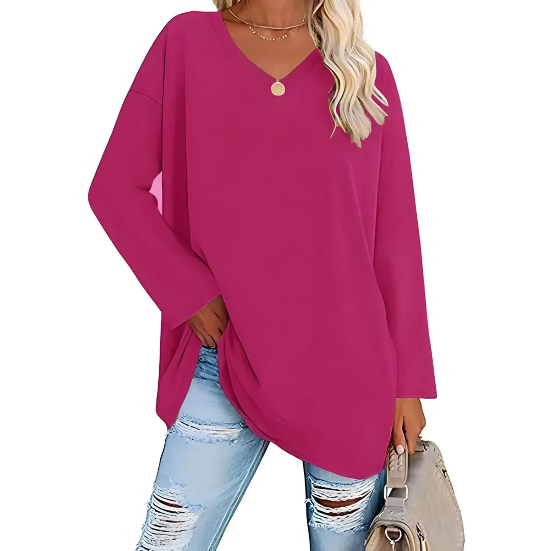 Relaxed V-Neck Long Sleeve Top Jasmine's Boutique Australia