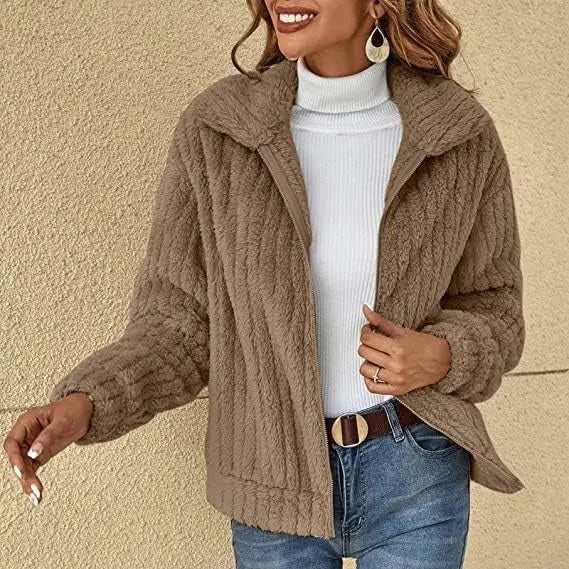 Cozy Chic Teddy Zip Jacket Jasmine's Boutique Australia