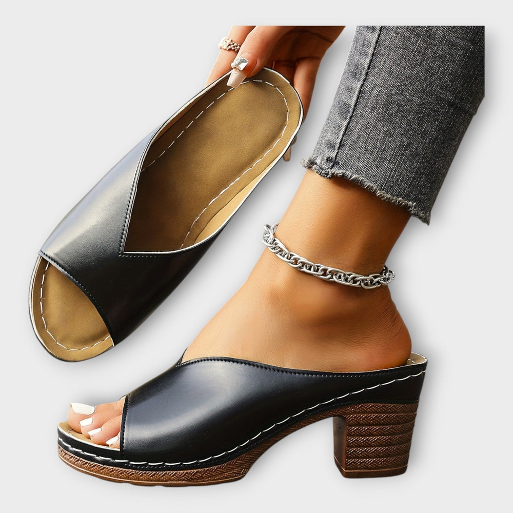 Chunky Heeled Sandals with Open Back Liora Lane Boutique
