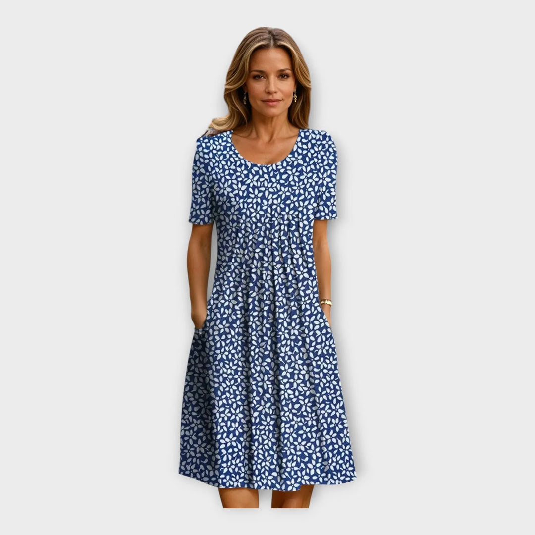 Dress with Floral Design and Short Sleeves Jasmine's Boutique Australia